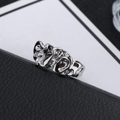 Metal Wind Exaggerated Folds  Ring Women's Fashion Irregular