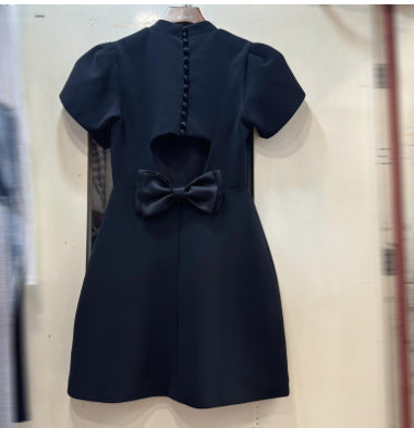 Half Turtleneck Short Sleeved Red Dress Slim Fit High Waist Bow Trim Skirt