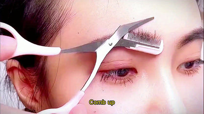Eyebrow Trimmer Scissor with Comb Facial Hair Removal Grooming Shaping Shaver Cosmetic Makeup Accessories, Eyebrow Grooming Kit, Scissers for Eyebrow, Eyebrow Kit for Women, Eyebrow Stamp Kit Set, Eyebrow Clippers