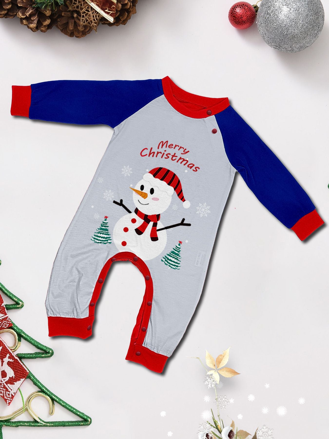 White Snowman Parent-Child Christmas Pajamas Cartoon Family Set