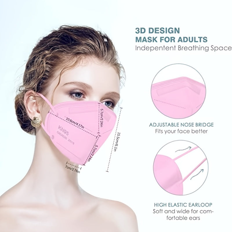 50pcs KN95 Face Masks: 5-Ply Breathable, Comfortable, And 95% Filter Efficiency - Perfect For Adults!