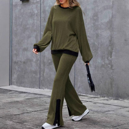 Autumn And Winter Casual Loose Homewear High-waist Elegant Slit Set