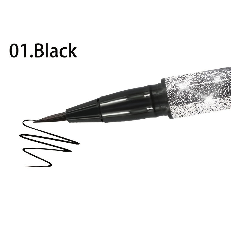 1pc Long-Lasting Waterproof Black Starry Sky Eyeliner Pen with Sponge Tip - Smooth and Quick-Drying for Beautiful Eye Makeup