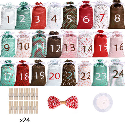 Satin Drawstring Bag Coming Day 1-24 Hanging Suit Candy Gift Satin Bag
