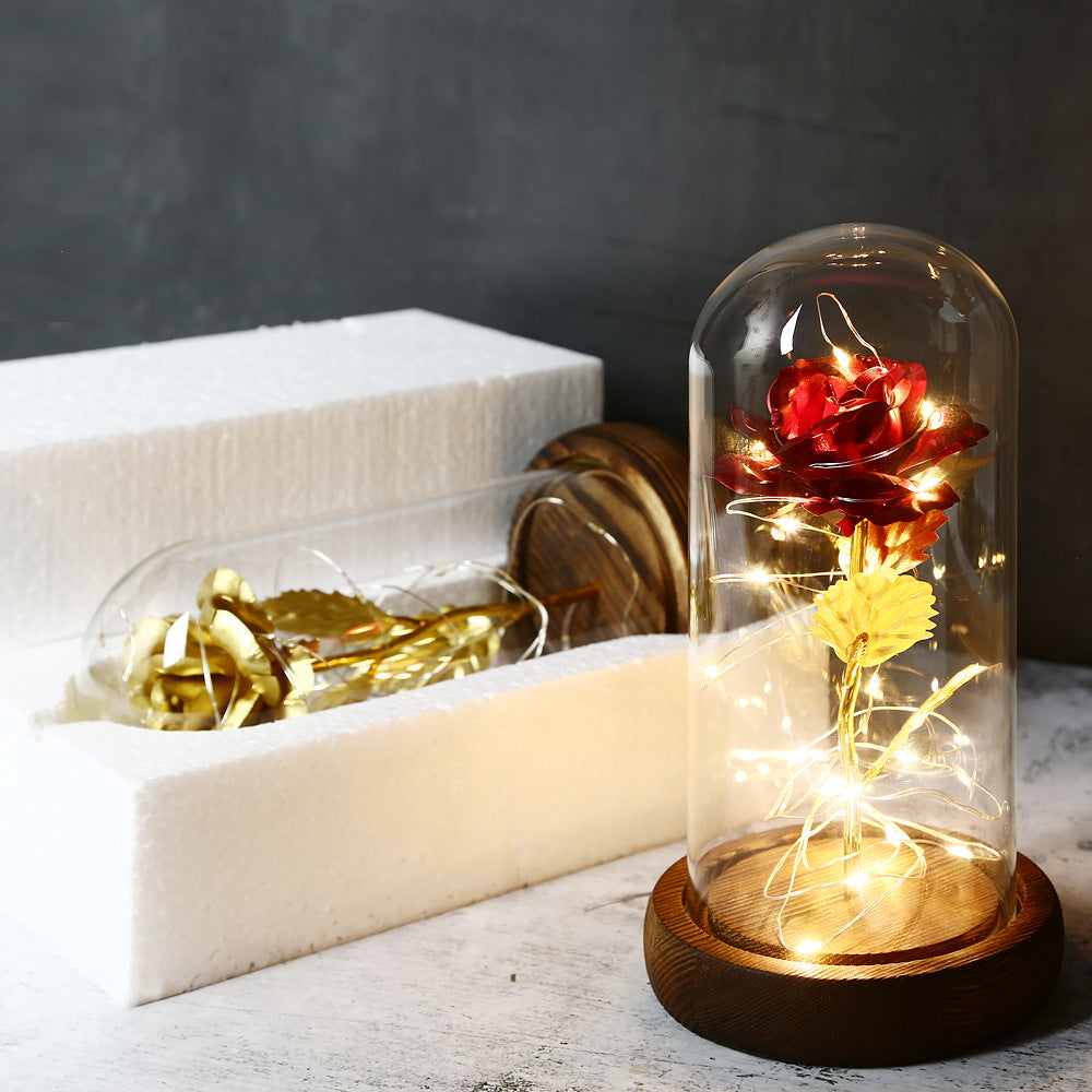Valentine's Day Gift Simulation Gold Foil Rose Lamp Glass Cover Ornaments Color Box Packaging
