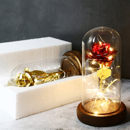 Valentine's Day Gift Simulation Gold Foil Rose Lamp Glass Cover Ornaments Color Box Packaging