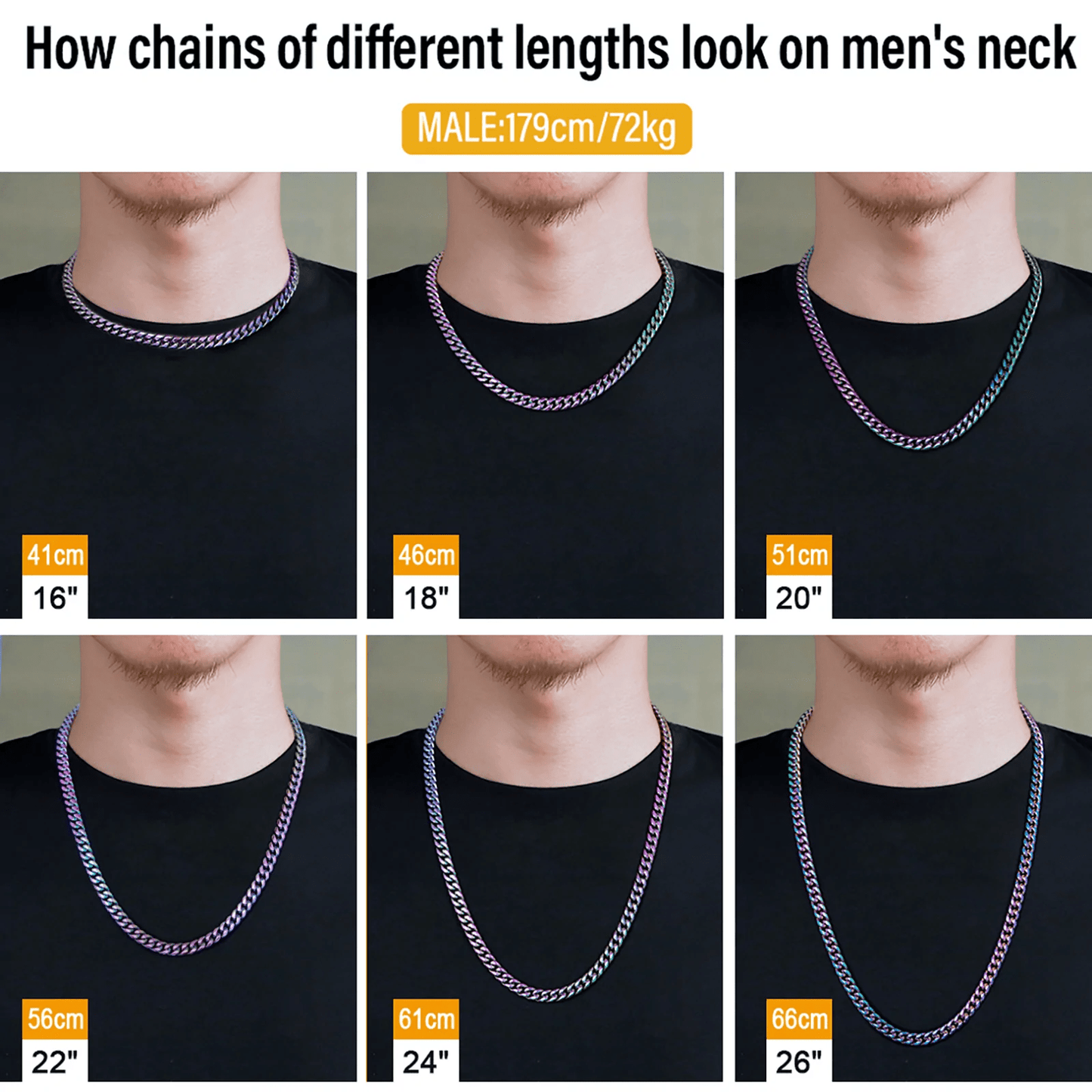 8mm Rainbow Miami Cuban Link Bracelet Necklace For Men