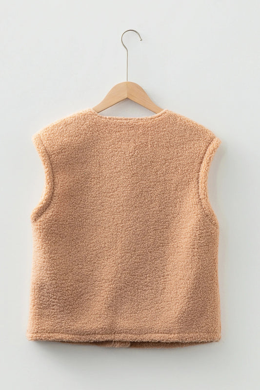 Women's Solid Color Versatile Button Warm Vest