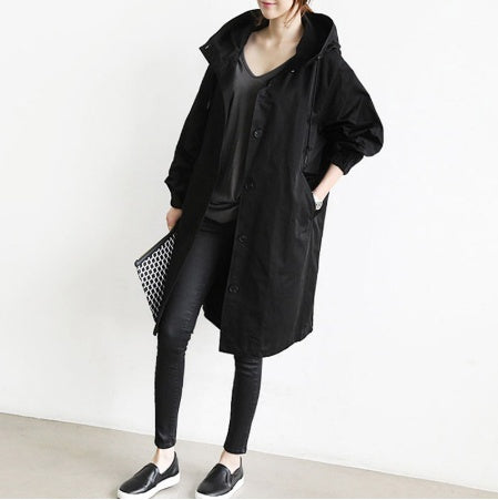 Korean Loose Solid Color British Trench Coat