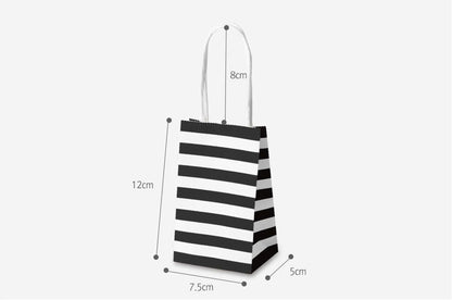 Small candy color striped white kraft paper bag