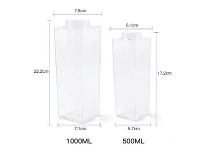 Premium Square Milk Cup - 500ml & 1000ml Minimalist Water Bottle