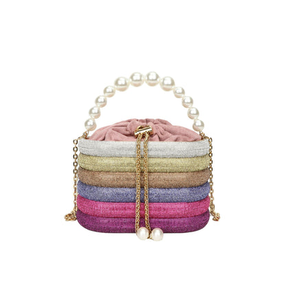 European And American Fashion One-shoulder Ins Women's Crossbody Classic Style Pearl Hand Dinner Bag