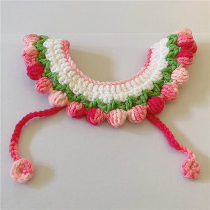Gradient Color Wool Woven Pet Collar Saliva Towel