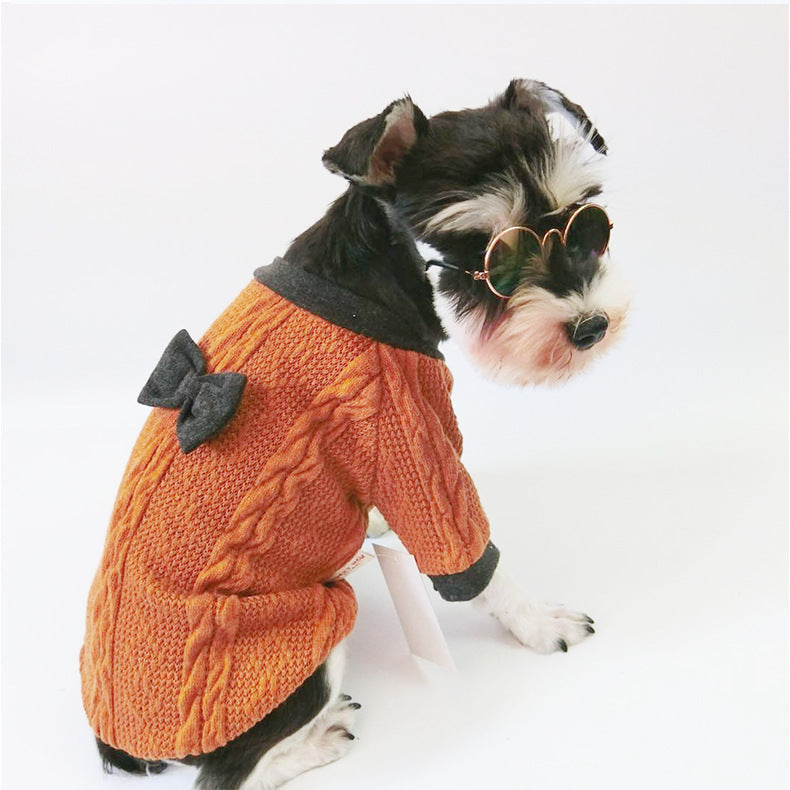 Small and Medium-Sized Dogs In Bow Knitted Sweater