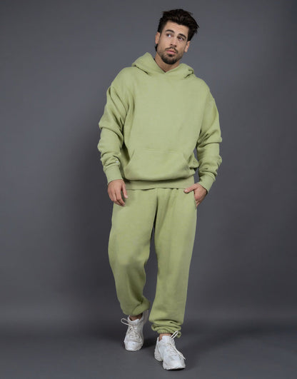 Men's Casual Loose Solid Color Hooded Sweatshirt Pants