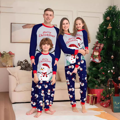 White Snowman Parent-Child Christmas Pajamas Cartoon Family Set