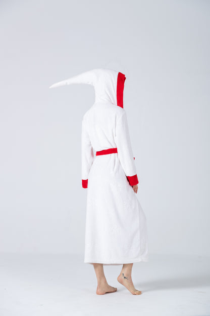 RONGTAI Womens Plush Fleece Hooded Bathrobe, Thick Nightgown Long Robe Sleepwear With Two Side Pockets And Belt