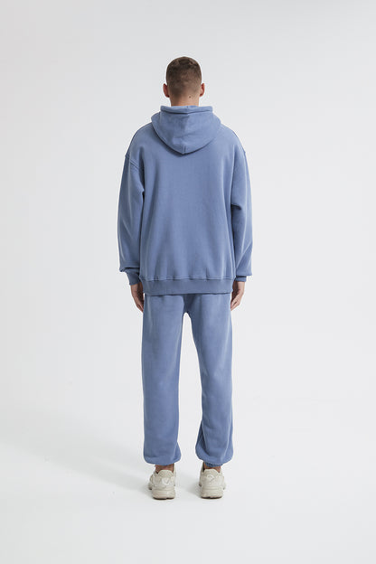 Herren-Kapuzenpullover in Himmelblau, lässiges Sweatshirt aus Polyester und Baumwolle, Oversized