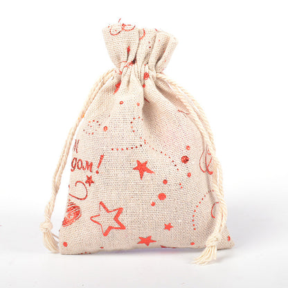 Snowflake Elk Candy Cotton Linen Packaging Bag