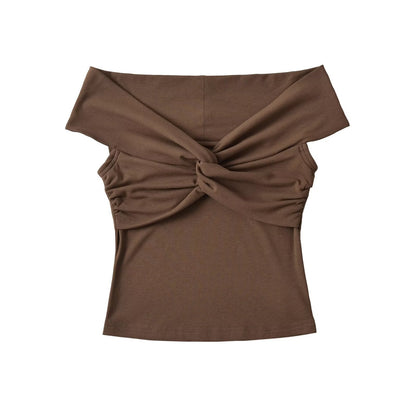 Pleated Twisted And Layered Short-sleeve T-shirt