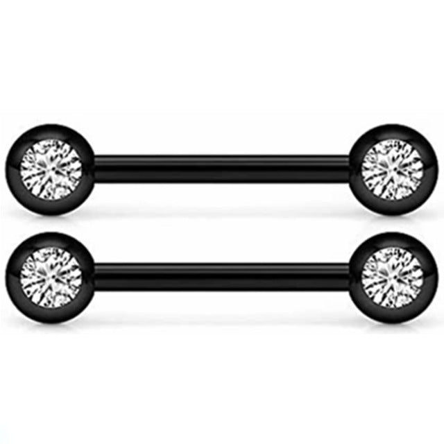 Black Full Drill Ball Straight Wings Heart Shaped Body Piercing Jewelry