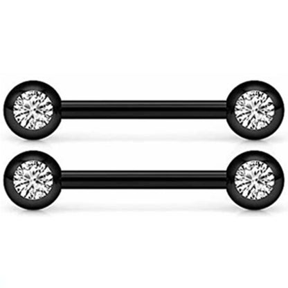 Black Full Drill Ball Straight Wings Heart Shaped Body Piercing Jewelry