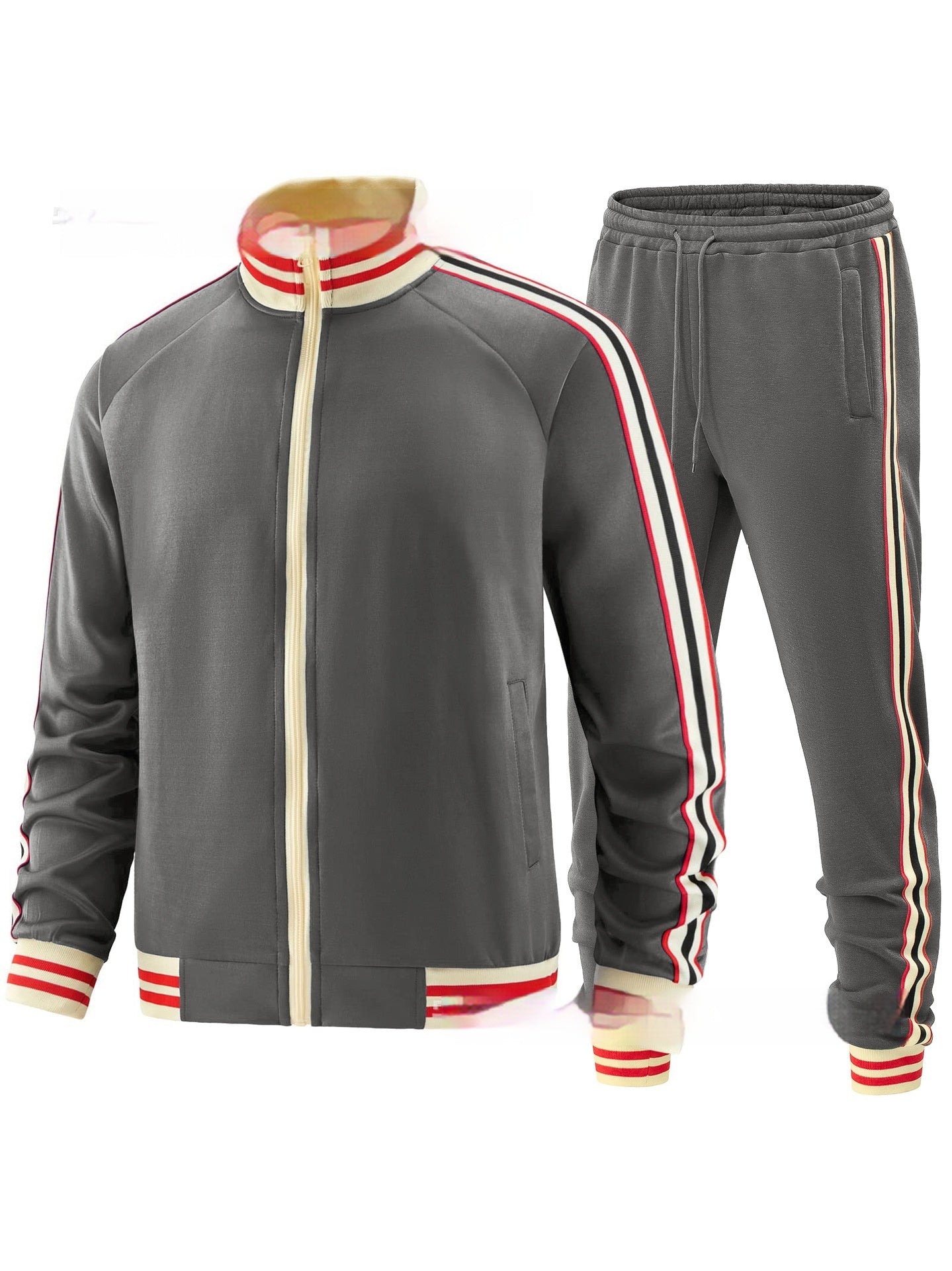 Men's Casual Sports Suit Color Matching Two-piece Set