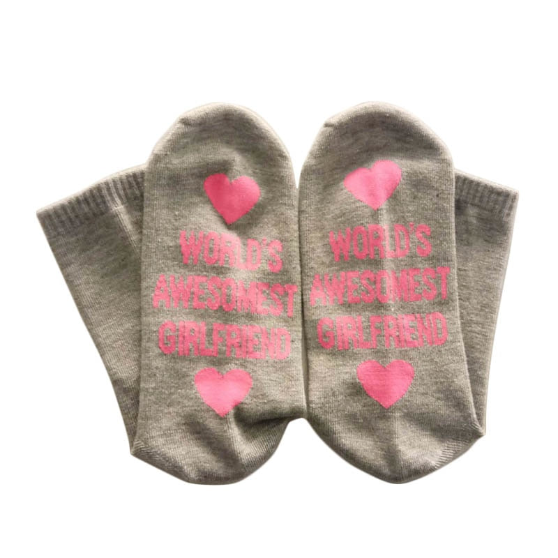 Unisex Men Women Cotton Socks Printing Letter Funny Socks For Boyfriend   Girlfriend Valentine's Day Gift