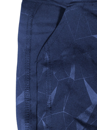 Men's "S's FINE" Athletic Shorts - Gray, Quick-Dry Polyester with Geometric Pattern, Elastic Waistband, Ideal for Running & Workouts, Machine Washable