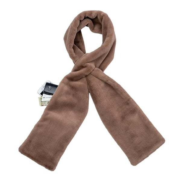 Ultra-Soft Faux Fur Pull-Through Scarf With Hidden Zipper Pocket