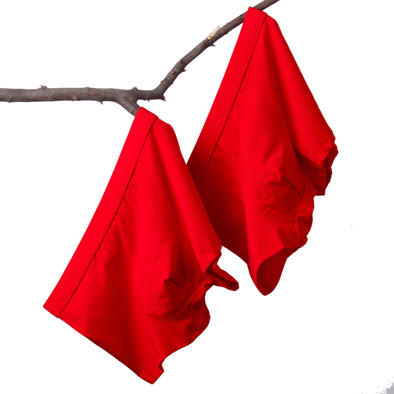 Men's cotton underwear plus size fat guy boxers breathable 3D seamless sexy youth cotton red boxers