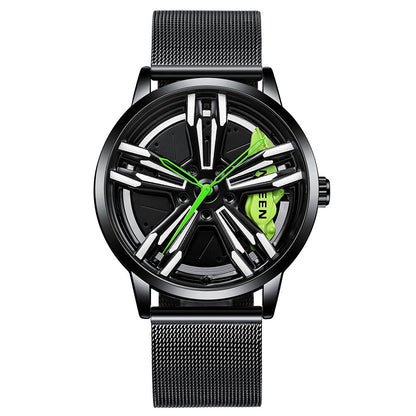 Locomotive Watch Men's  Wheel Three-dimensional Hollow Car