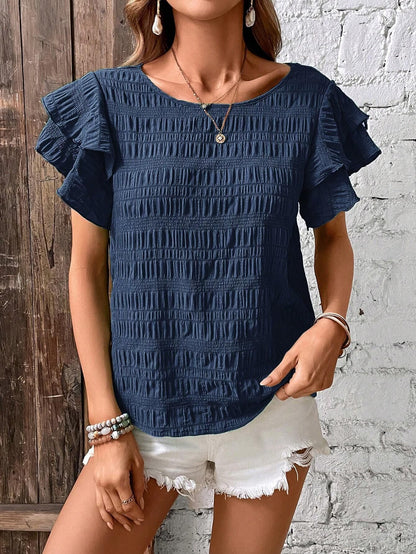 Women's Elegant Crew-neck Pullover T-shirt