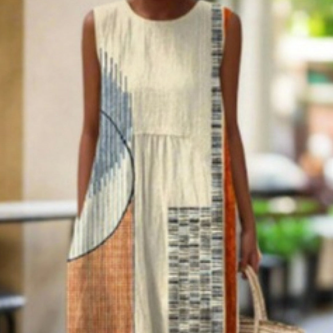 New Sleeveless Casual Printed Temperament Long Dress