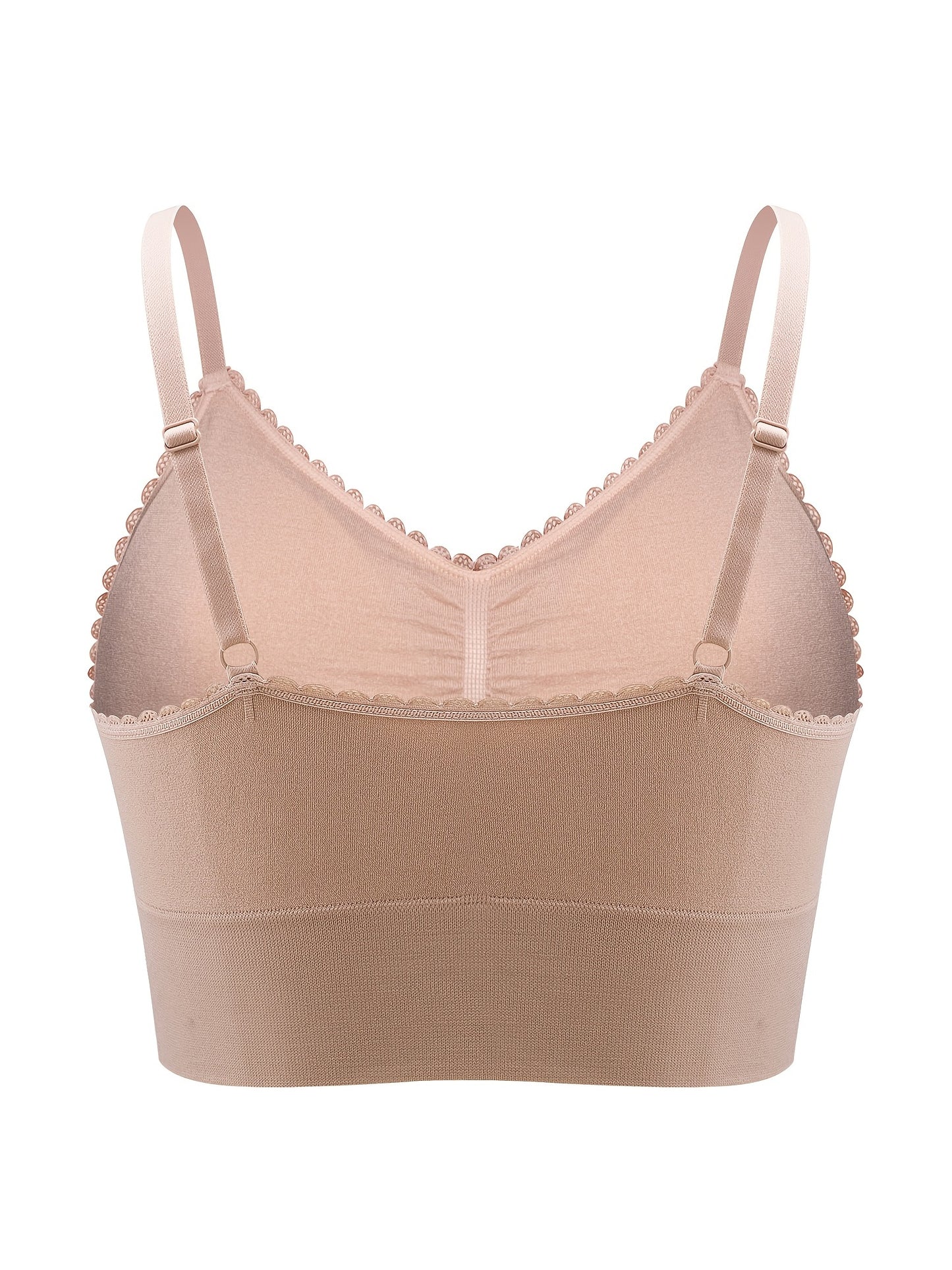 Women'S Plus Size Lace Wireless Bralette, Solid Color Polyamide 90% Elastane 10% Knit Fabric, High Stretch Comfort Full Coverage Sleep Bra, Removable Padding, Breathable Lingerie