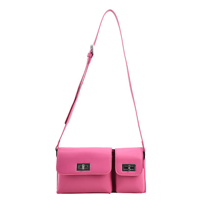Women's Fashion Double Pocket Underarm Retro Shoulder Messenger Bag