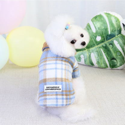 Pet plaid two-leg cotton coat