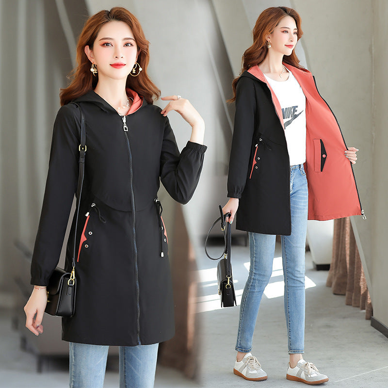 Fashion Plus Size Trench Coat Mid-length Loose Casual Reversible Coat