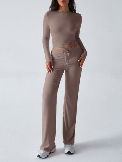 Sports Yoga Style Long-sleeved Straight Pants Casual Suit