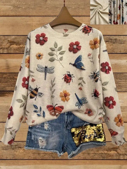 Women's Loose-fit Crew-neck Long-sleeve Top