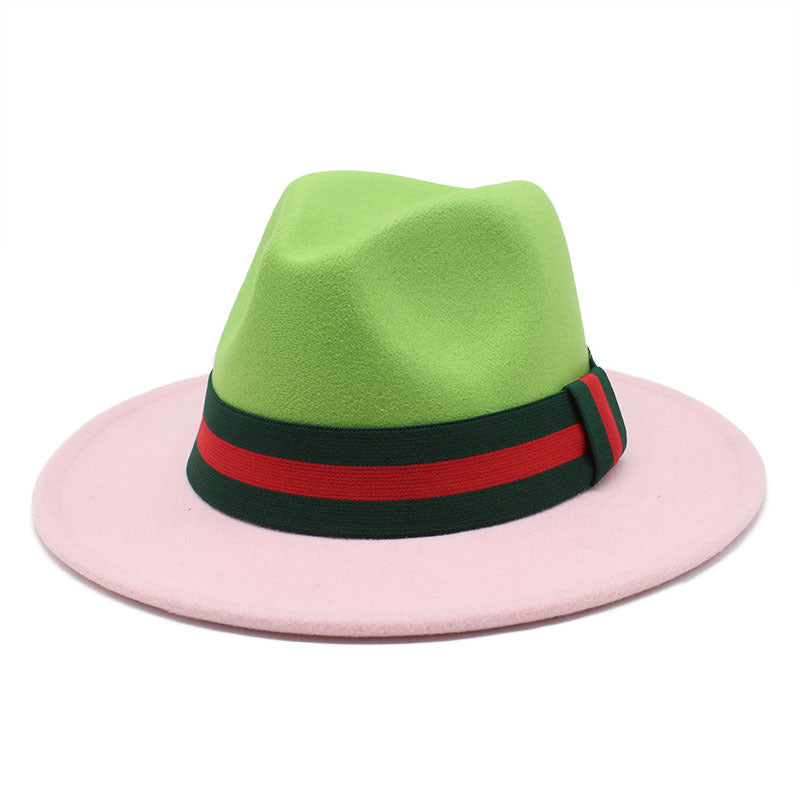 Fashionable Two-tone Patchwork Wool Top Hat