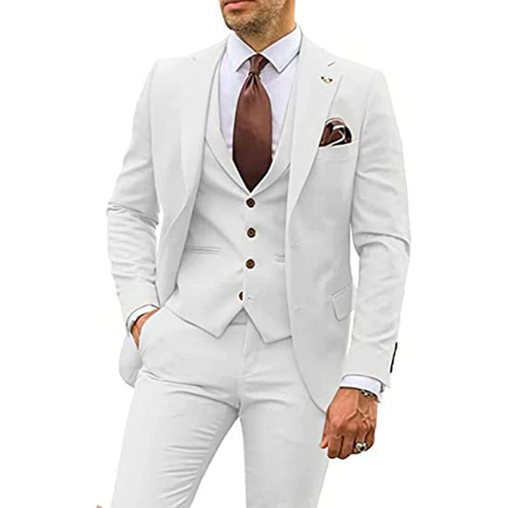 Men's Three-piece Slim-fit Dovetail Groom Dress