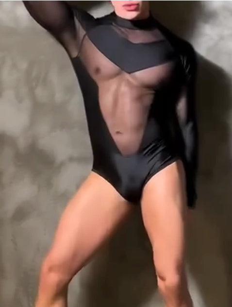 Sexy Long-sleeved Mesh Jumpsuit