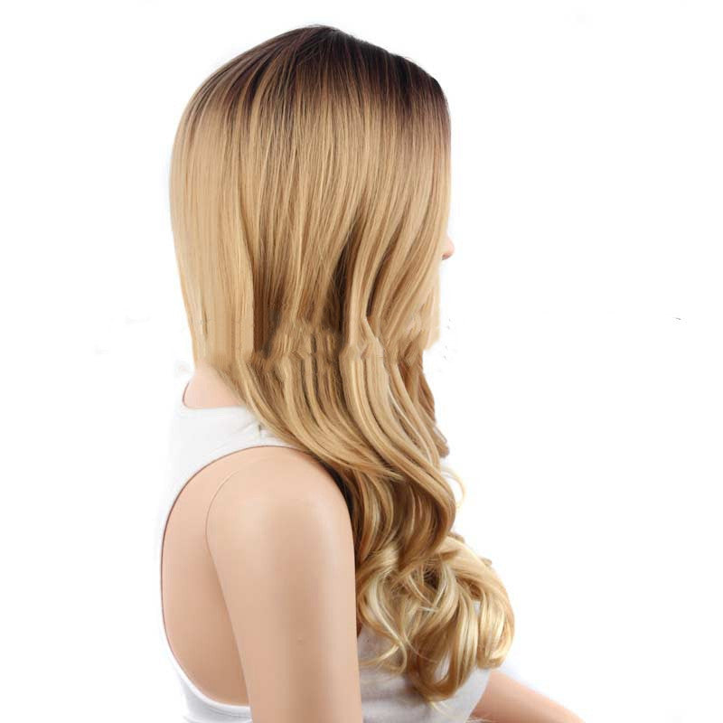 Gradient color mid-point big wavy long curly hair