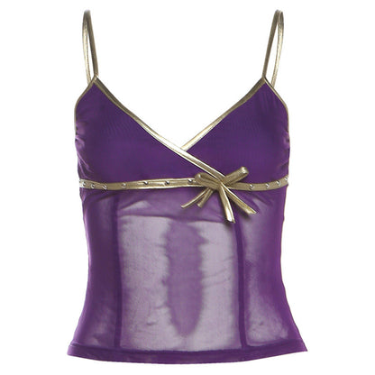 Solid-color Slim-fit Street-style Sleeveless Backless Tank Top For Women