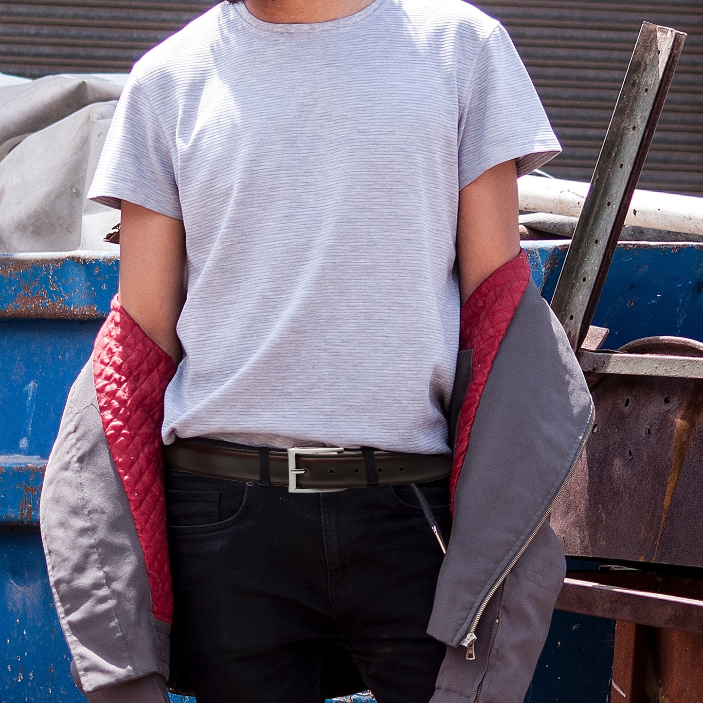 Men's Leather Belt, Fashion & Classic Casual Belt with Single Prong Buckle for Jeans, Pants, Work And Business, Gift for Dad & Husband