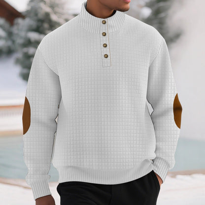 Casual Sports Men's Jacquard Small Plaid Stand Collar Long-sleeved Sweater