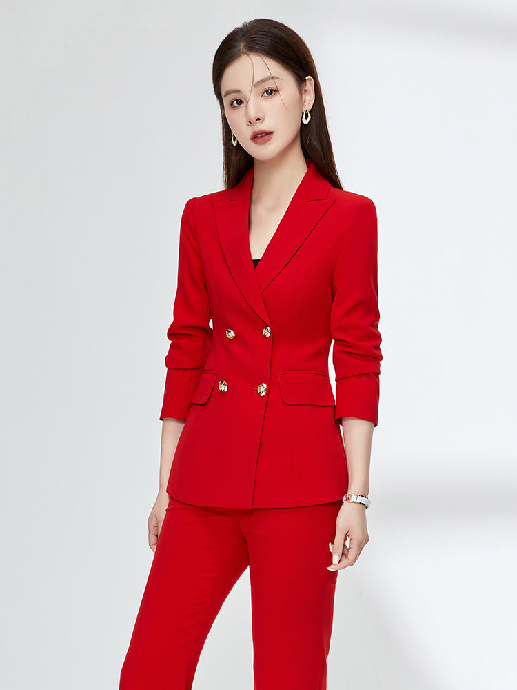 Professional Suit Set Womens Red Fashionable