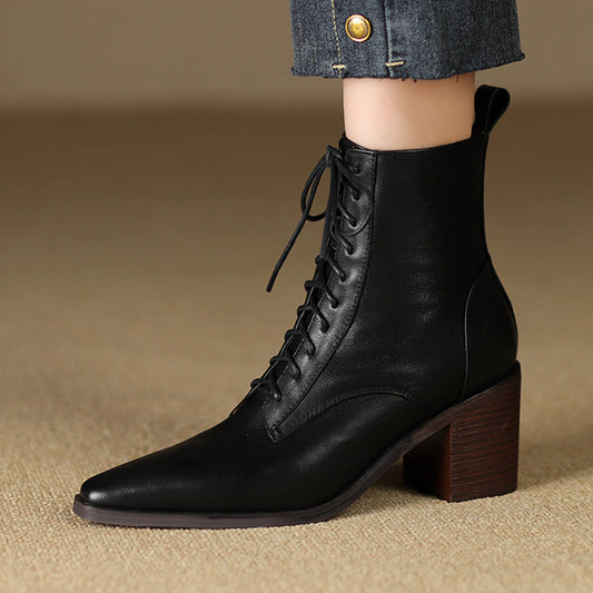 Thick-heel Lace-up Ankle Boots, New Autumnwinter Women's Martin Boots