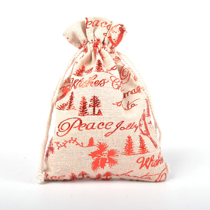 Snowflake Elk Candy Cotton Linen Packaging Bag